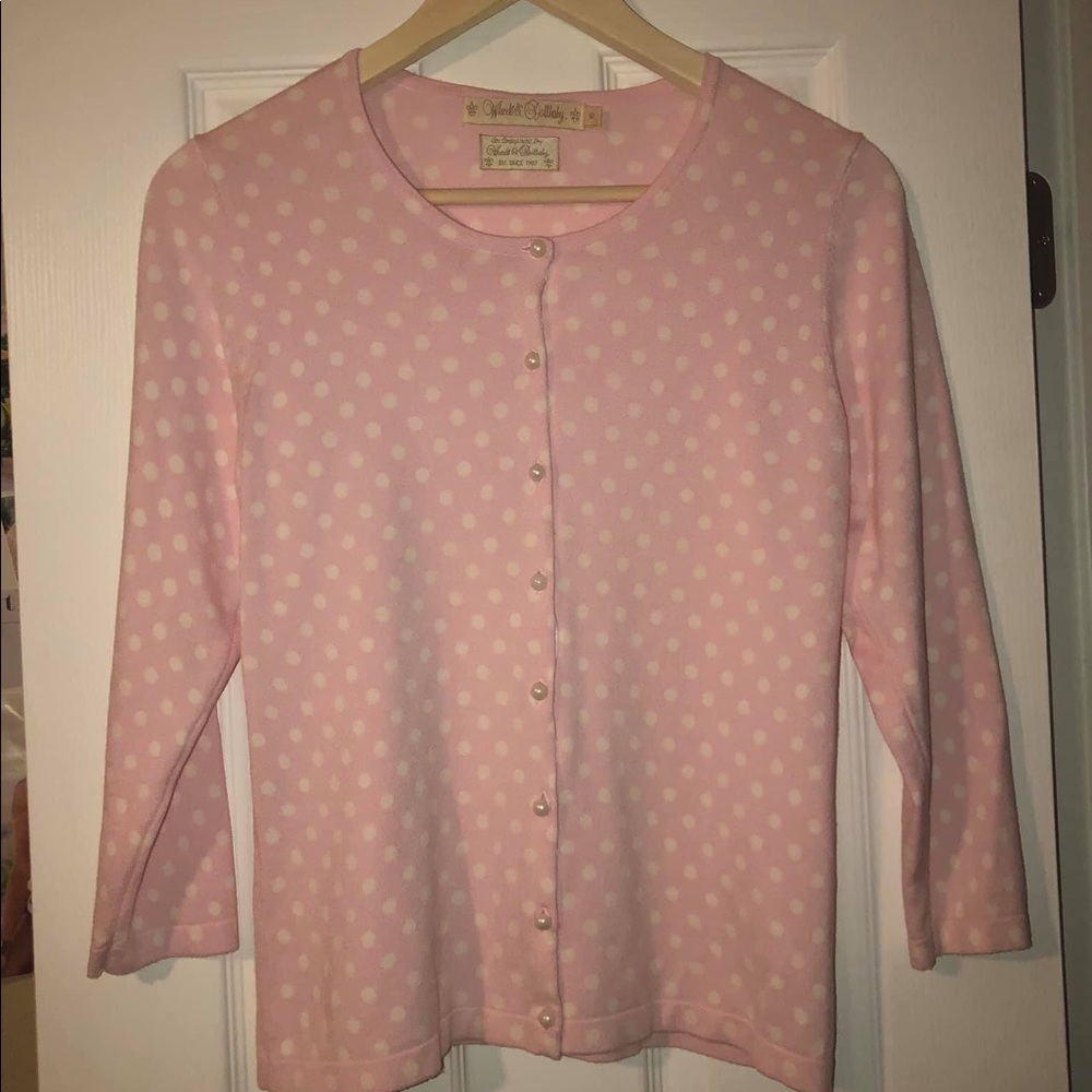 Wheels & Dollbaby pink polka dot cardigan Sz 16